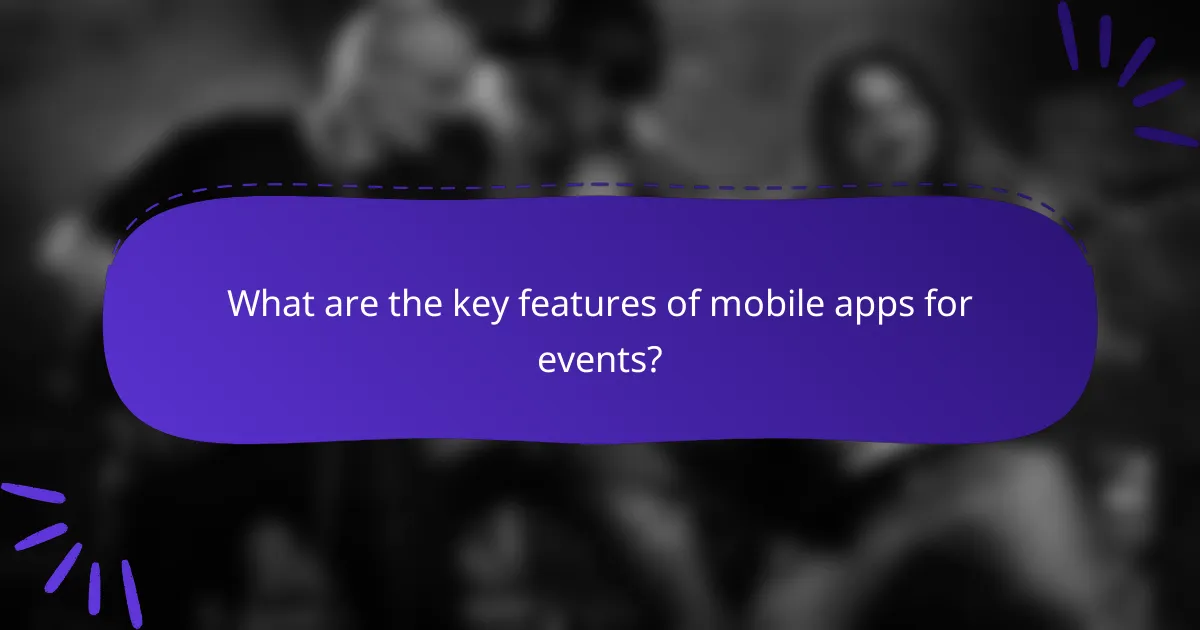What are the key features of mobile apps for events?